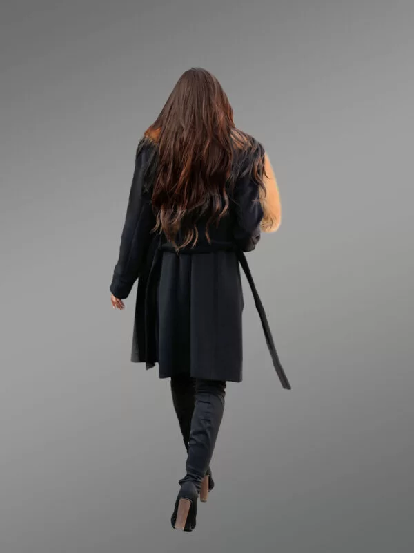 Woolen Long Coat with Fur - Image 9
