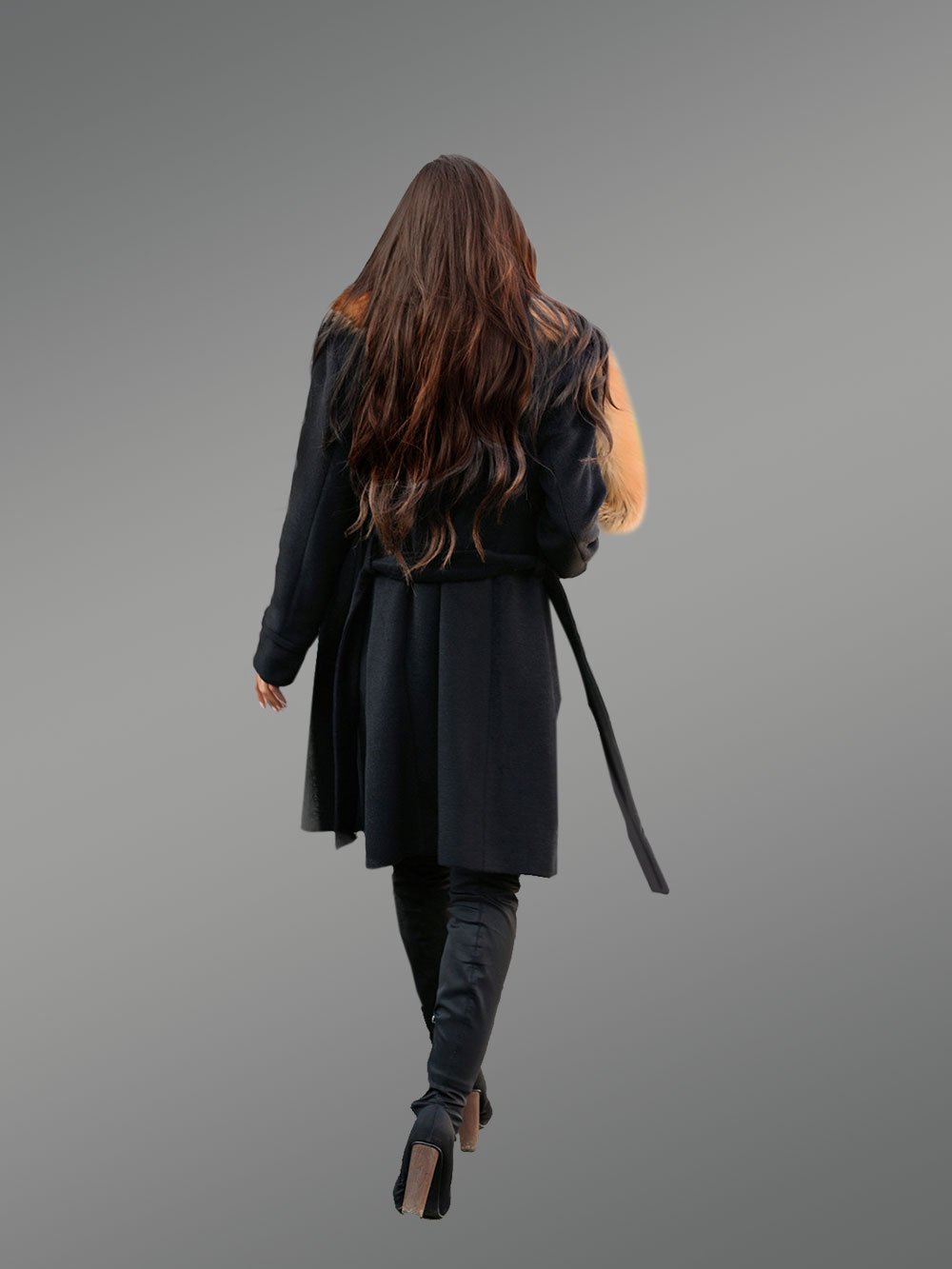 Woolen Long Coat with Fur - Image 8