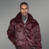 appealing fur jacket with stylish hood (