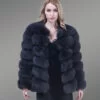 black real fox fur paragraph winter coat
