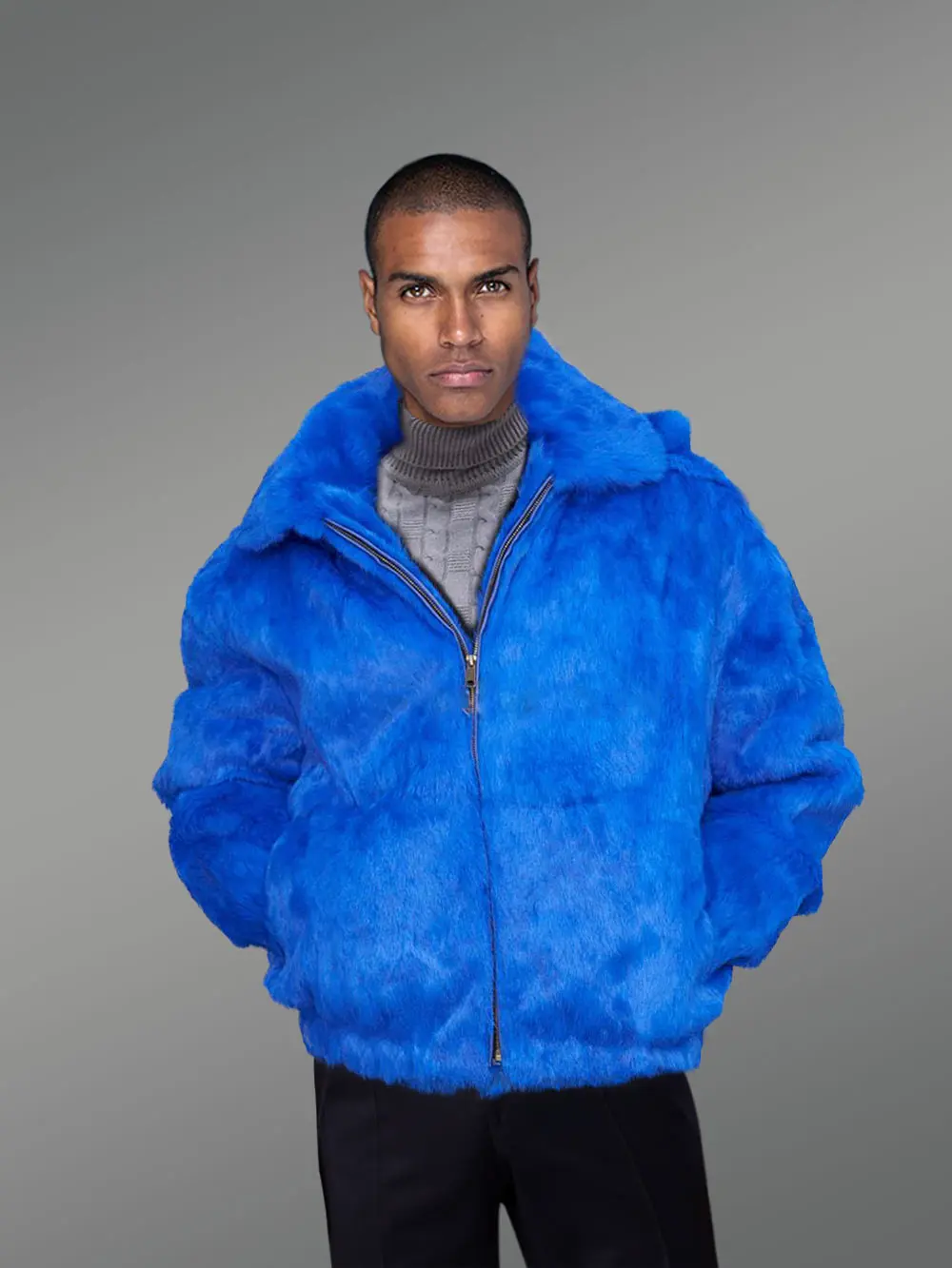Stylish and Genuine Bomber Fur Jacket with Hood for Men - Image 3