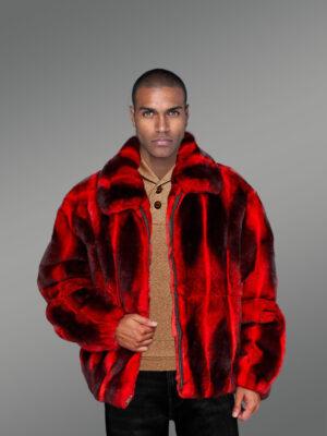 Rabbit Fur Bomber Jacket with Chinchilla Look