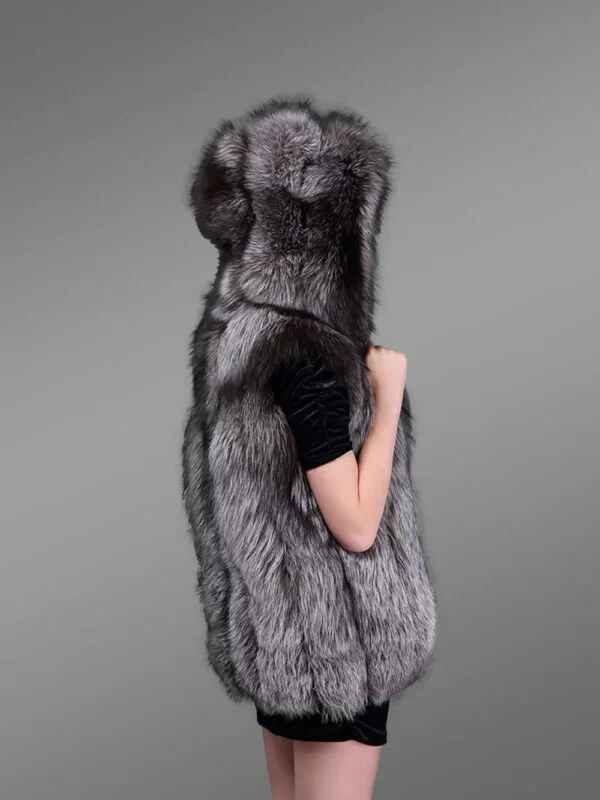 Classic Real Fox Fur Hooded Waistcoat Keeping Women Superbly Warm - Image 4