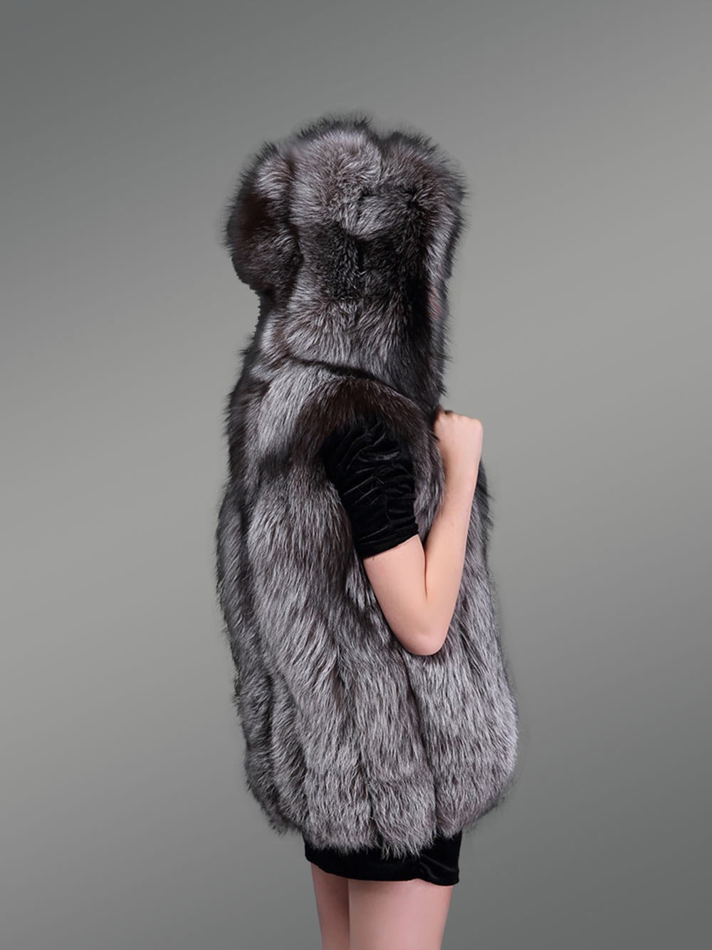 Classic Real Fox Fur Hooded Waistcoat Keeping Women Superbly Warm - Image 4
