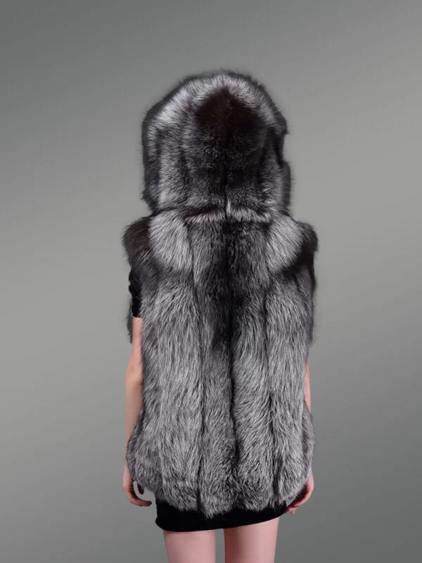 Classic Real Fox Fur Hooded Waistcoat Keeping Women Superbly Warm - Image 5