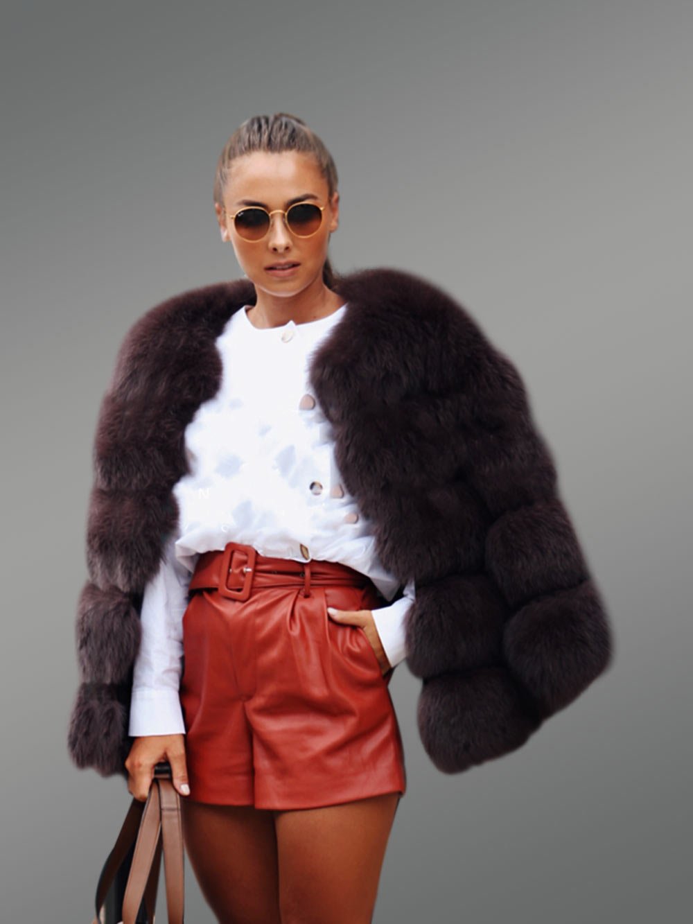 Women’s Textured Fox Fur coat with Baggy Fit - Image 3
