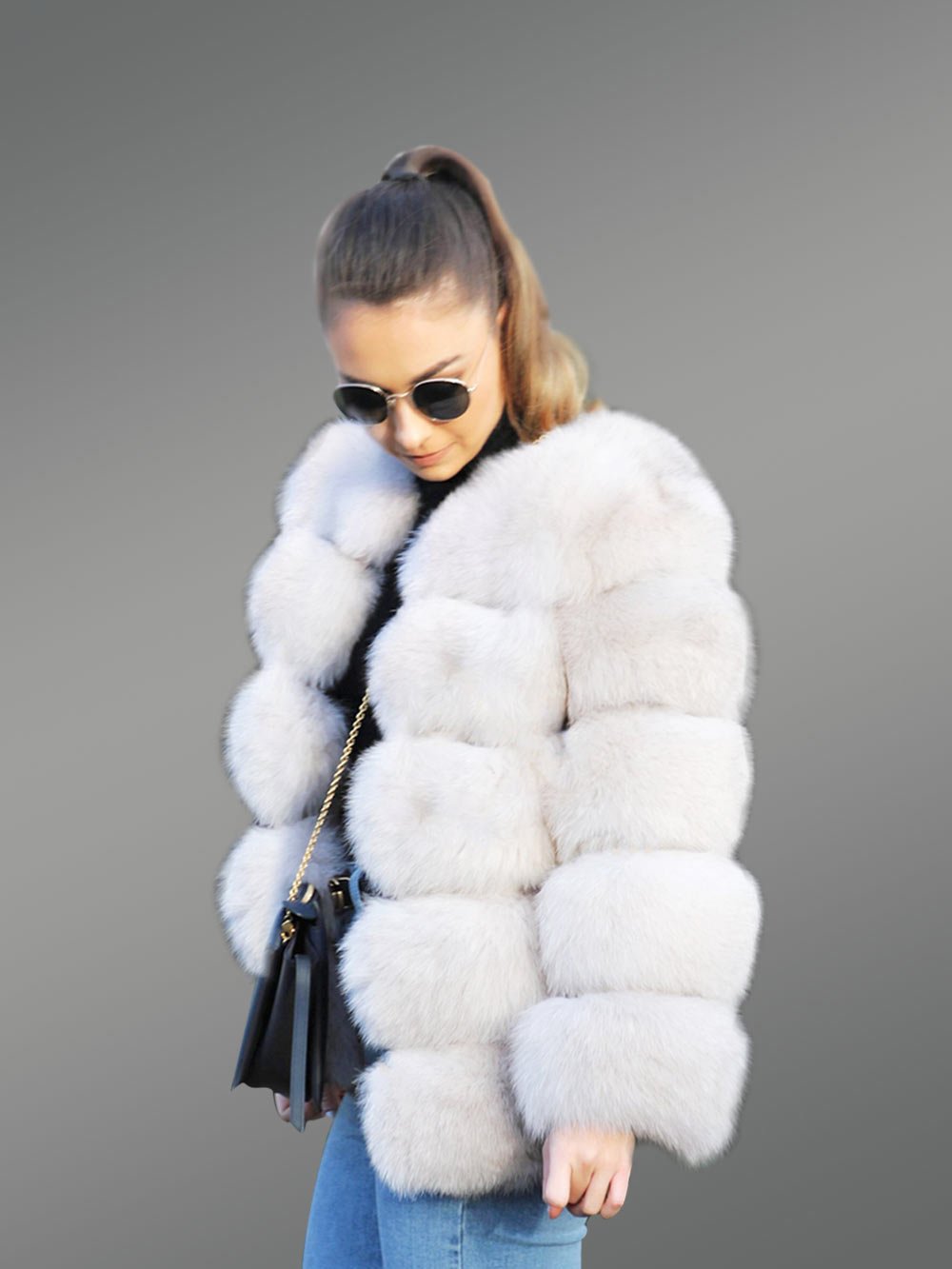 Women’s Textured Fox Fur coat with Baggy Fit - Image 4