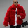 real fox fur 5 rows paragraph coat