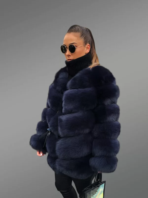 High Neck Soft and Warm Real Fox Fur Paragraph Winter Coat for Women - Image 3