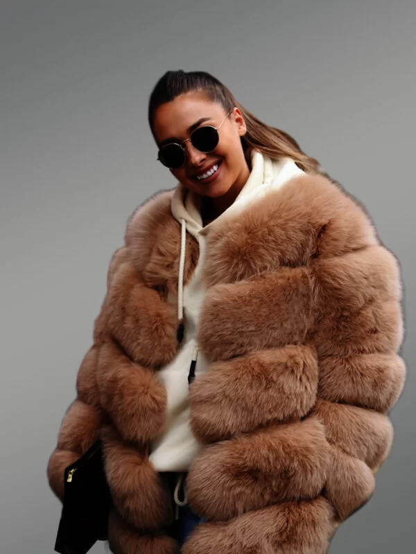 High Neck Soft and Warm Real Fox Fur Paragraph Winter Coat for Women - Image 2