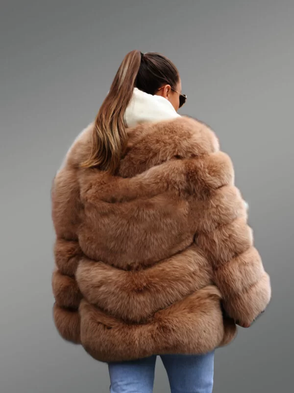 High Neck Soft and Warm Real Fox Fur Paragraph Winter Coat for Women - Image 5