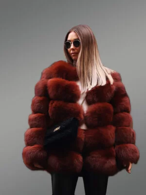 High Neck Soft and Warm Real Fox Fur Paragraph Winter Coat for Women