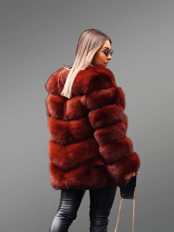 High Neck Soft and Warm Real Fox Fur Paragraph Winter Coat for Women - Image 6