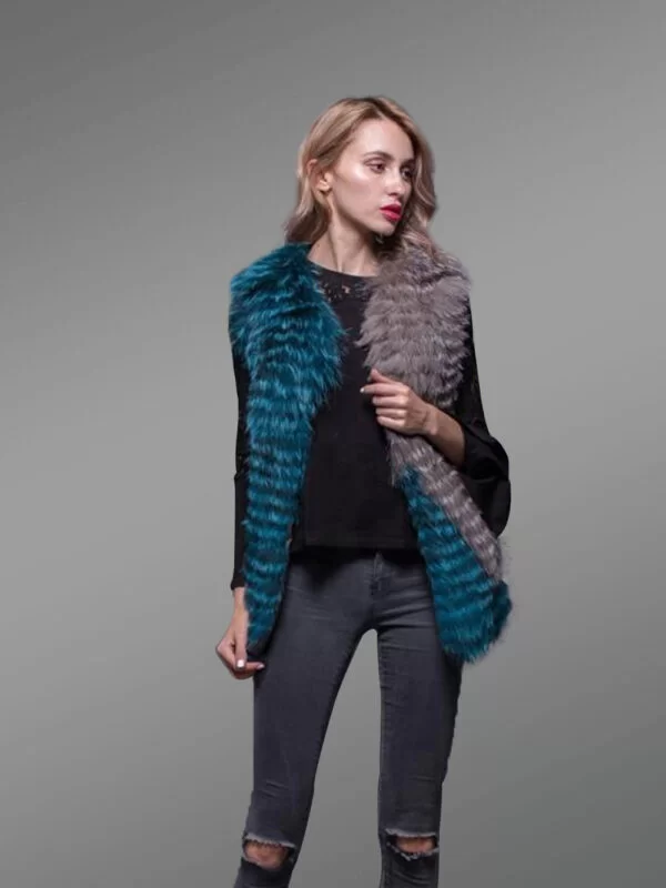 Women’s Classy Multi-Color Real Fox Fur True Warm Sleeveless Winter Vest - Image 2