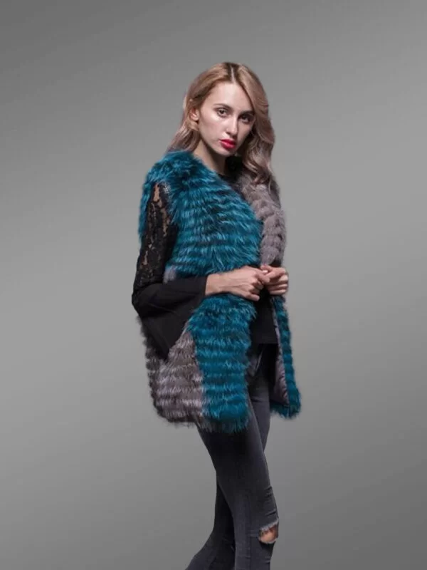 Women’s Classy Multi-Color Real Fox Fur True Warm Sleeveless Winter Vest - Image 3