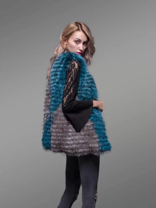 Women’s Classy Multi-Color Real Fox Fur True Warm Sleeveless Winter Vest - Image 4