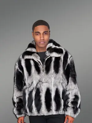 Rabbit fur Bomber Jacket for Men