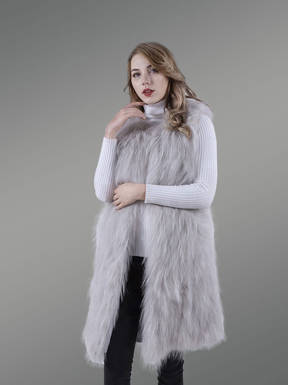 Women’s Mid-Length Real Warm and True Stylish Raccoon Fur Winter Outerwear - Image 3