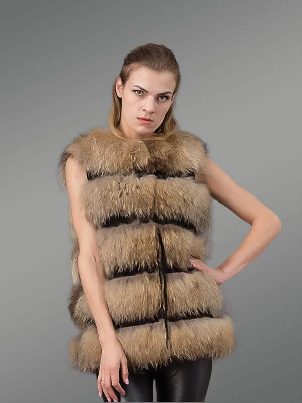 Women’s Super Stylish Sleeveless 5 Paragraph Real Fox Fur Super Warm Winter Vest - Image 2