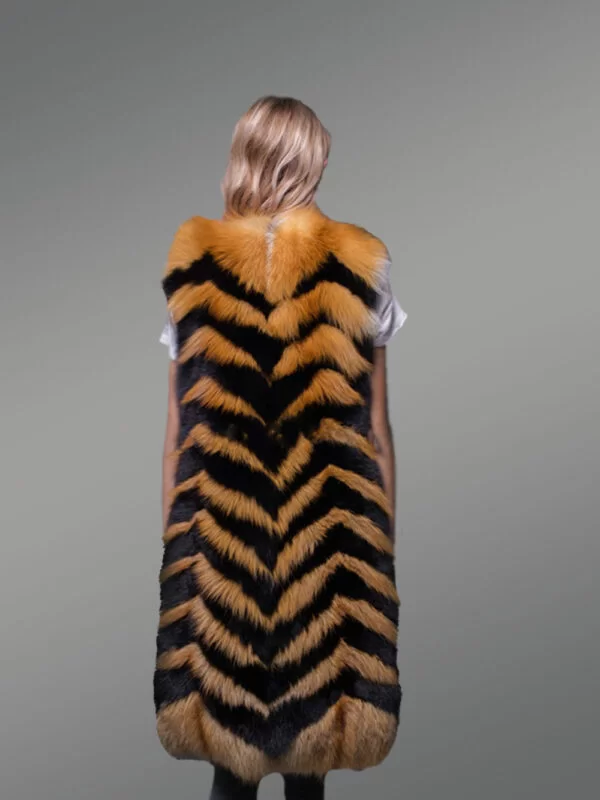 Super Stylish Super Warm Long Women’s Real Fox Furry Winter Vest - Image 5