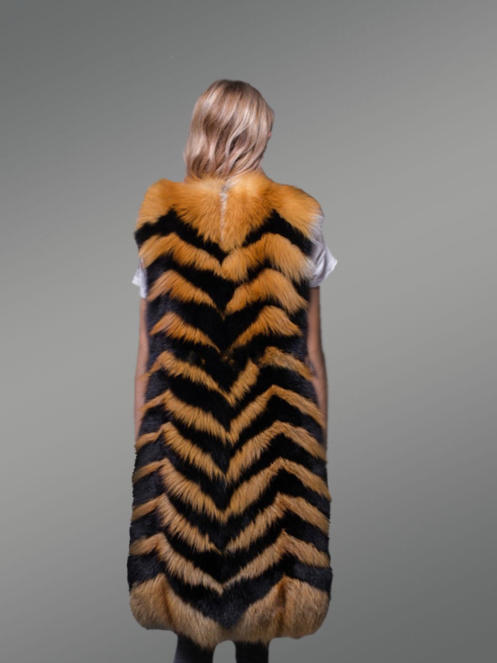 Super Stylish Super Warm Long Women’s Real Fox Furry Winter Vest - Image 5