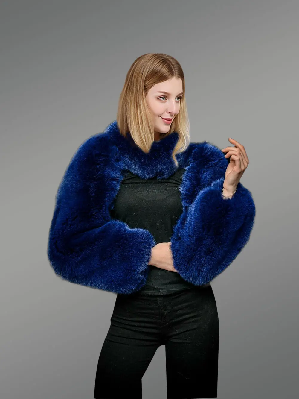Women’s Detachable Luxury Fox Fur Sleeves with Neck Warmer