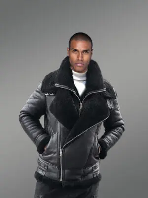 Double Collar Shearling Coat Men’s
