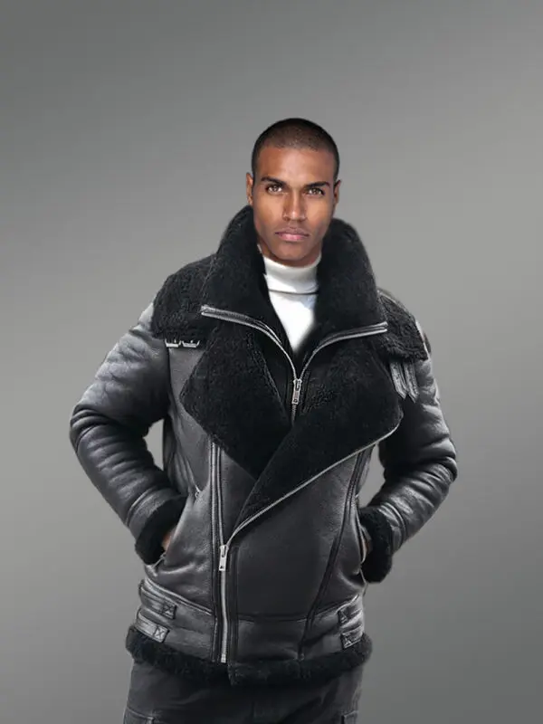 Double Collar Shearling Coat Men’s