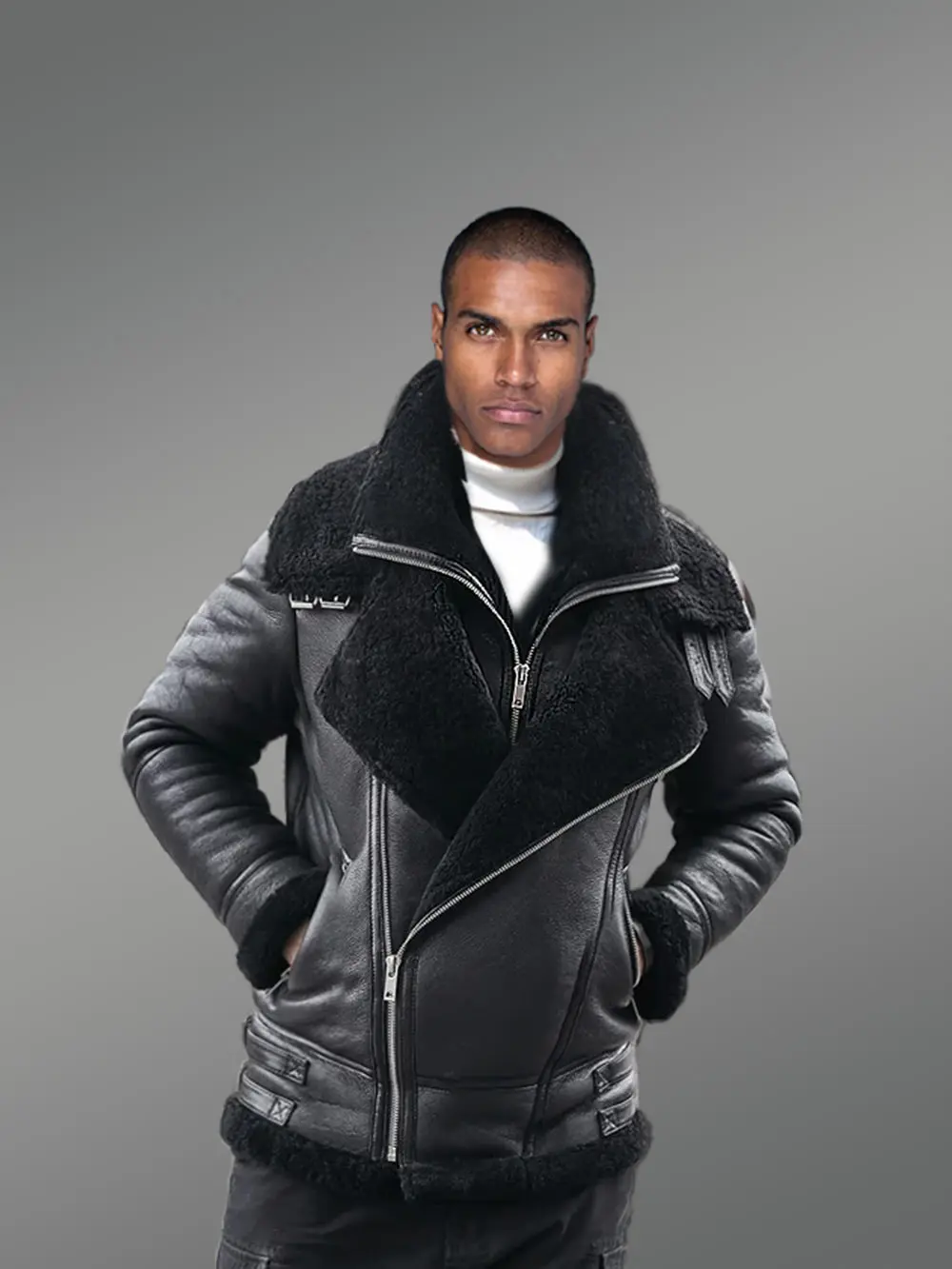 Double Collar Shearling Coat Men’s