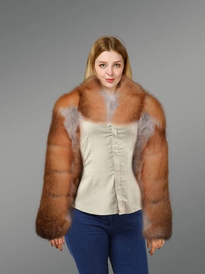 Red Fox Fur Sleeves with Scarf