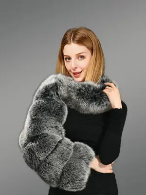 Genuine Silver Fox Fur Collar with Scarf