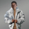 Men Rabbit Fur Bomber Gray