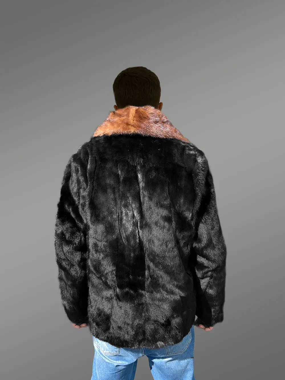 Men’s Mink Fur Bomber Coat with Double Mink Collar - Image 7