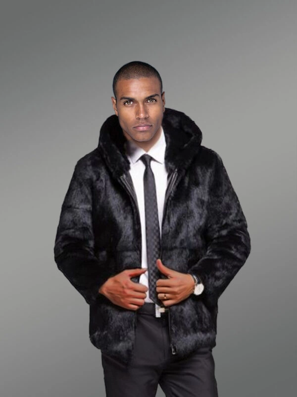Black Rabbit Fur Coat