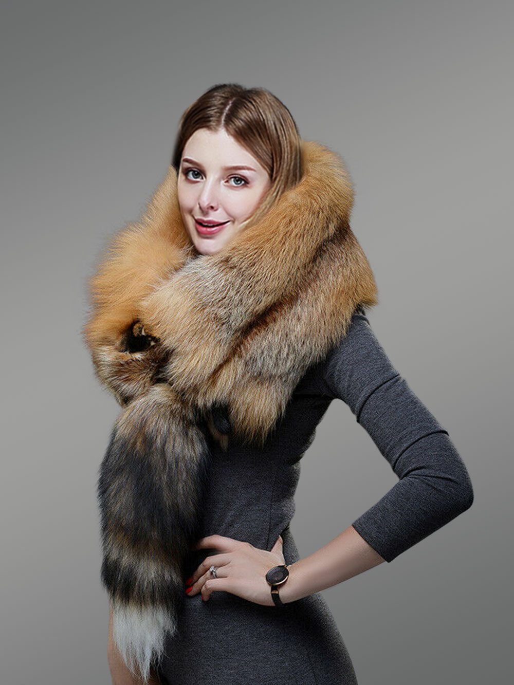 Real fox fur scarf hotsell