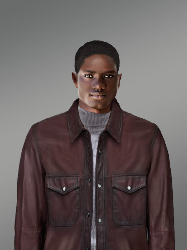 Mens Leather Dress Shirt in Brown – Step Out Looking Suave - Image 5