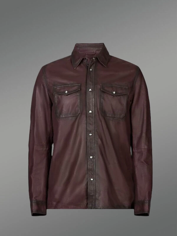 Mens Leather Dress Shirt in Brown – Step Out Looking Suave - Image 7