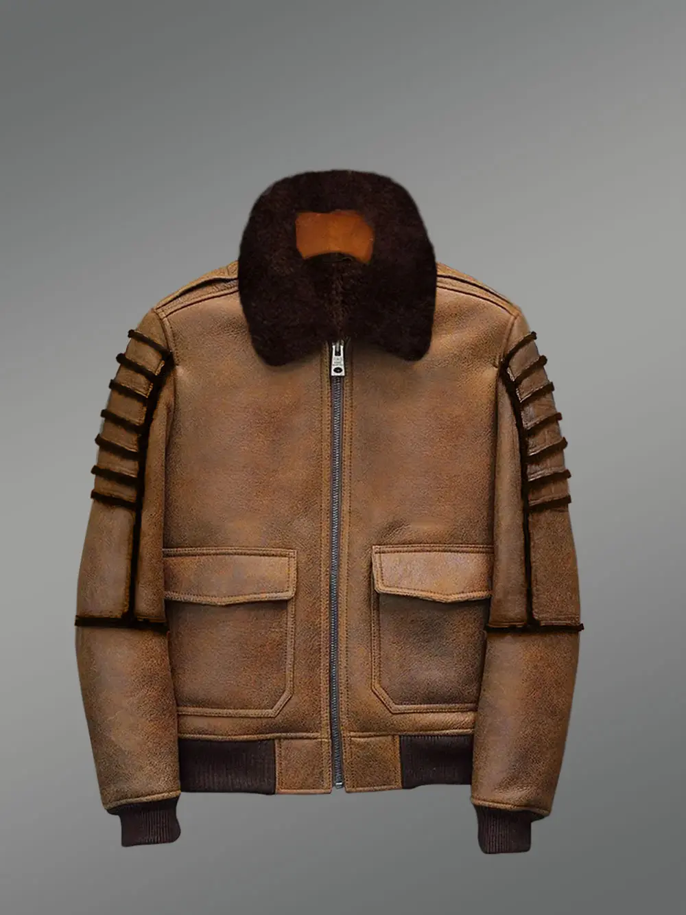 Aviator Suede finish Shearling Bomber Jacket - Image 2
