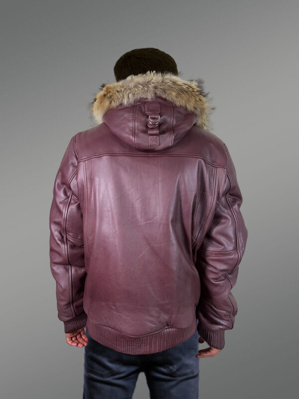 Men’s Puffy Leather Bomber Jacket - Image 6
