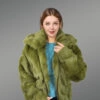 Rabbit Fur Bomber with Hood for Women