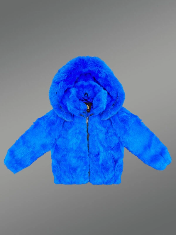 Royal Blue Jacket In Rabbit Fur