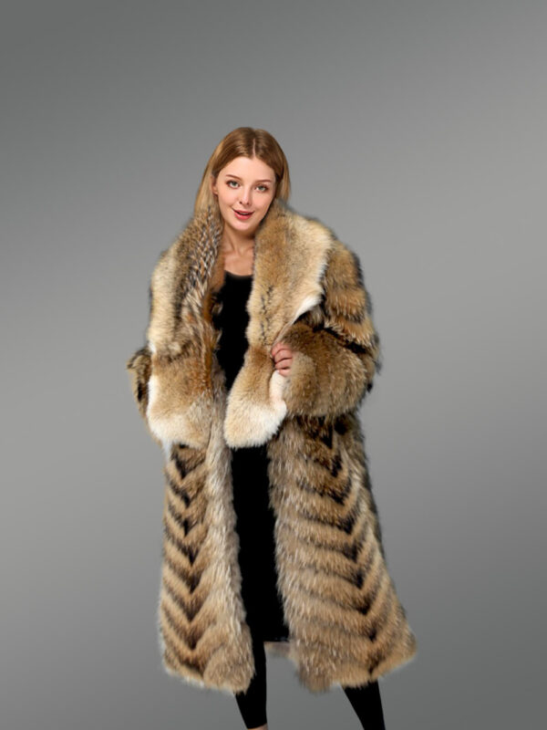 Raccoon fur Long Coat for Women