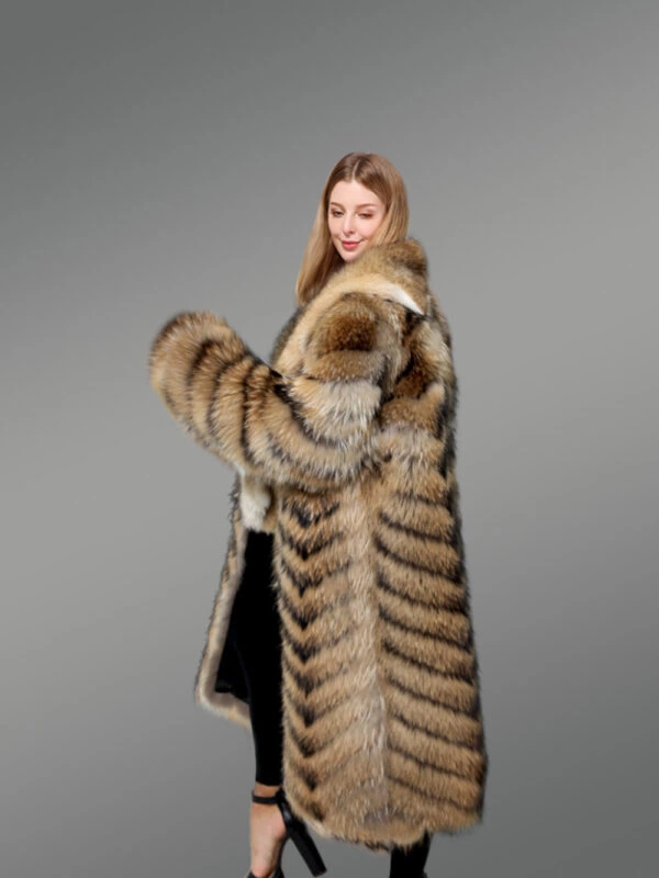 Raccoon fur Long Coat for Women - Image 2