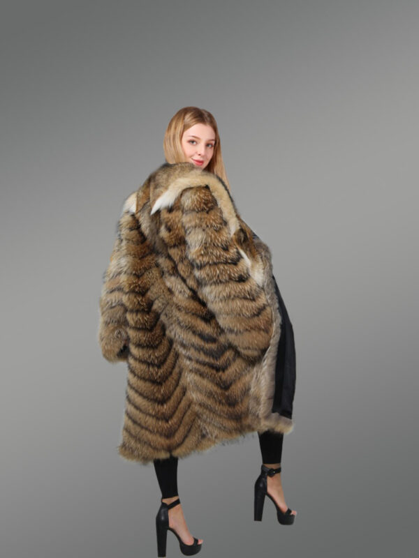 Raccoon fur Long Coat for Women - Image 4