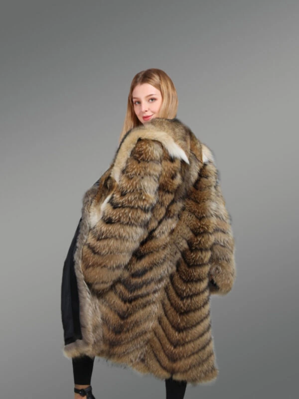 Raccoon fur Long Coat for Women - Image 5