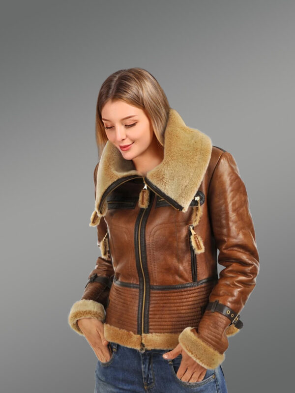Shearling Bomber for Women - Image 3