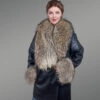 Long Shearling Coat with Raccoon Fur