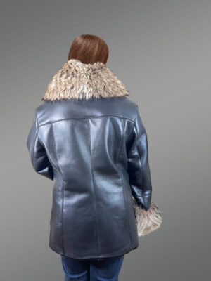 Long Shearling Coat with Raccoon Fur