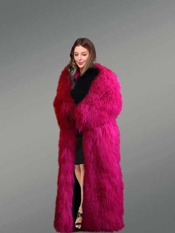 Mongolian Wool Shearling Long Coat side view