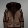 Brown Shearling Jacket with Arctic Fox Fur